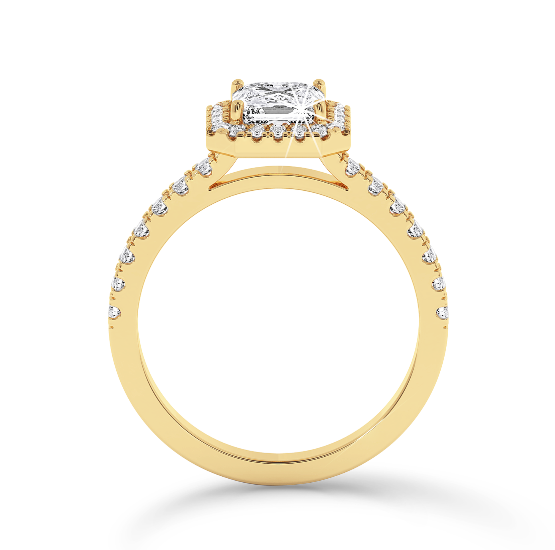 Asscher Cut Halo Ring #2 - Yellow Gold - Bodega