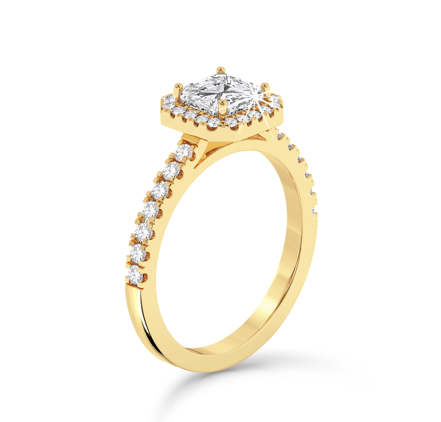 Asscher Cut Halo Ring #2 - Yellow Gold - Bodega