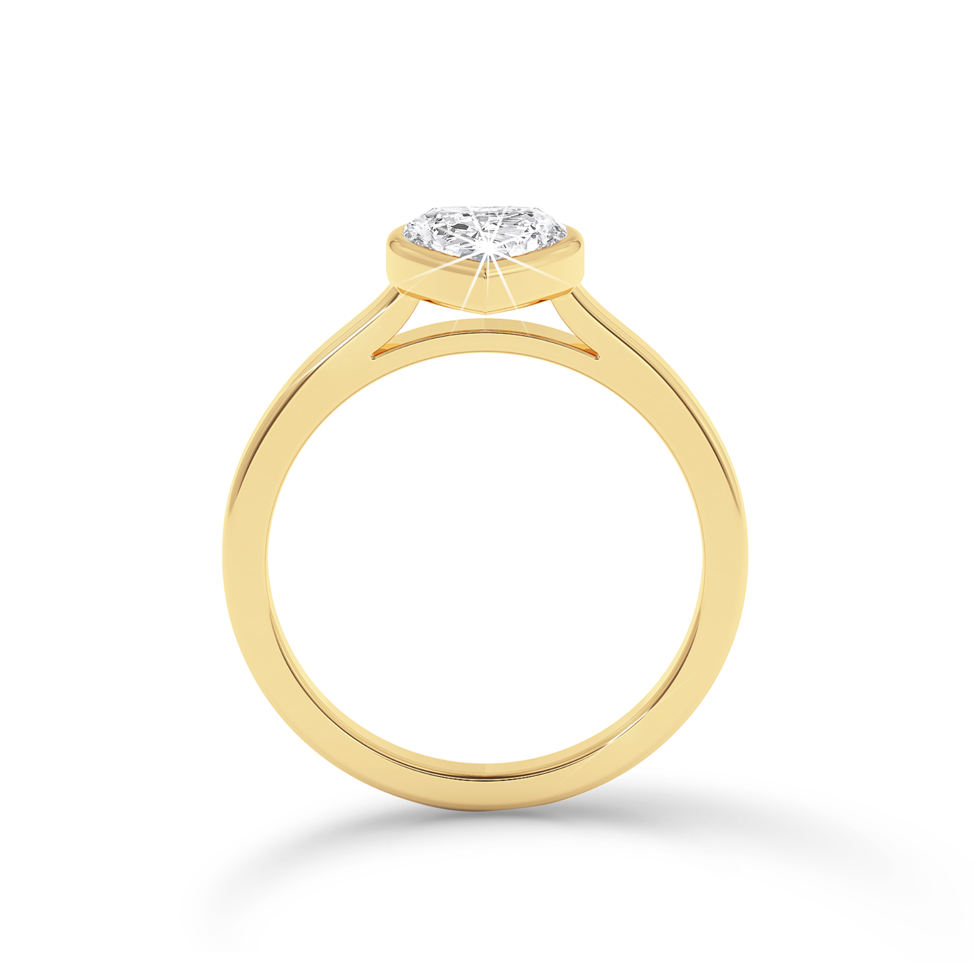 Bezel Set heart Cut Diamond Ring - Yellow Gold - Bodega
