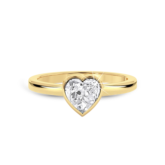 Bezel Set heart Cut Diamond Ring - Yellow Gold - Bodega