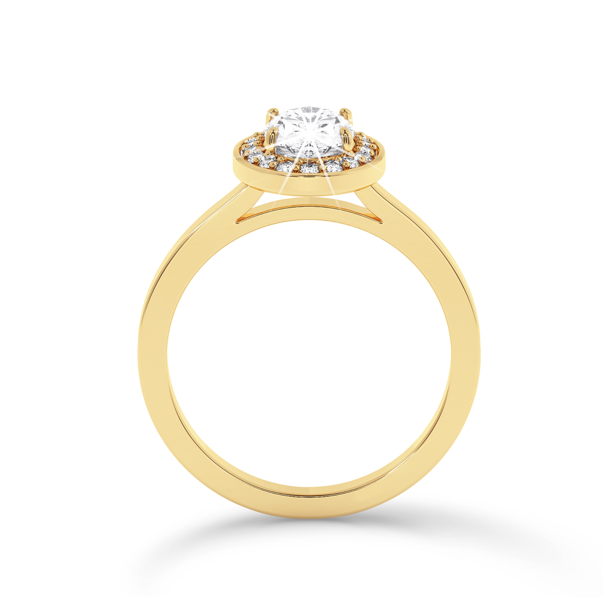 Oval Diamond Ring with halo - Yellow Gold - Bodega