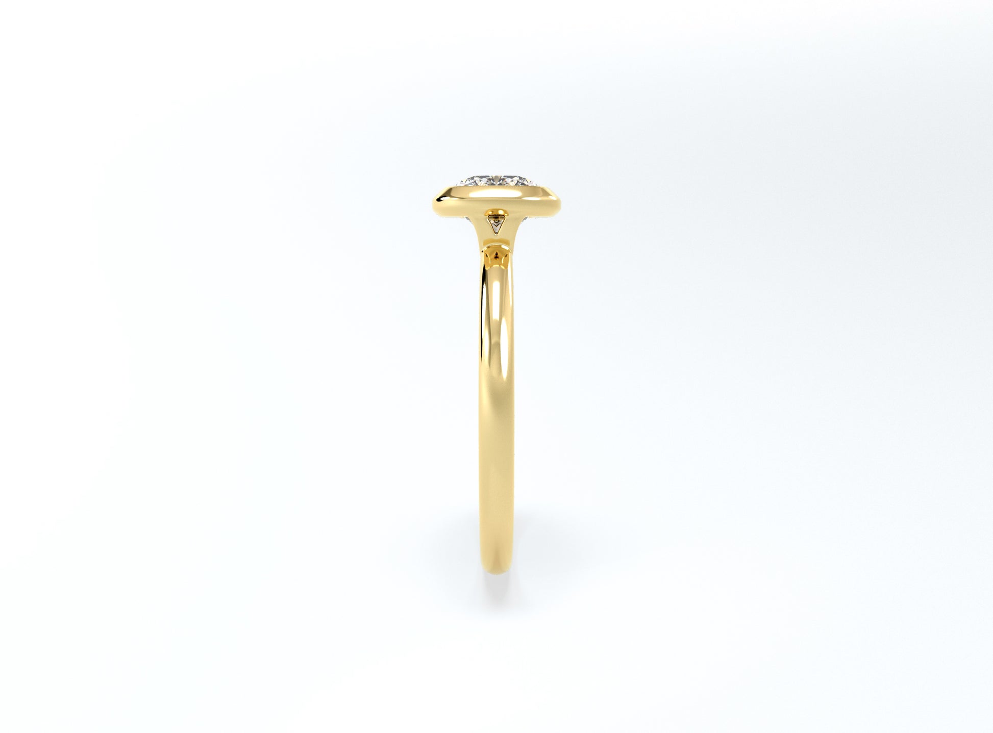 Bezel Set Cushion Cut Diamond Ring - Yellow Gold - Bodega