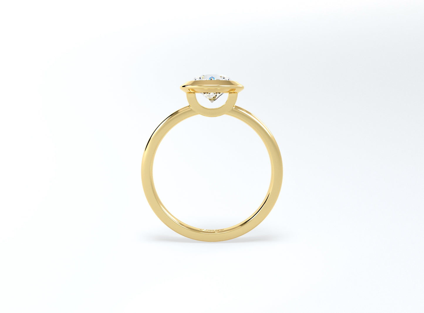 Bezel Set Round Brilliant Diamond Ring - Yellow Gold - Bodega