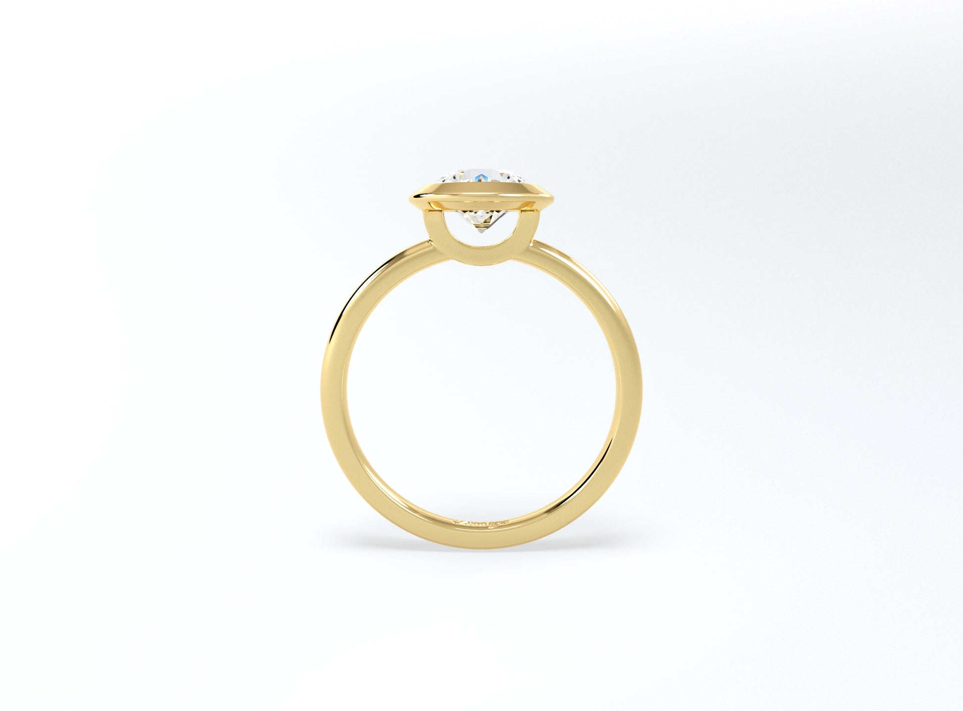 Bezel Set Round Brilliant Diamond Ring - Yellow Gold - Bodega