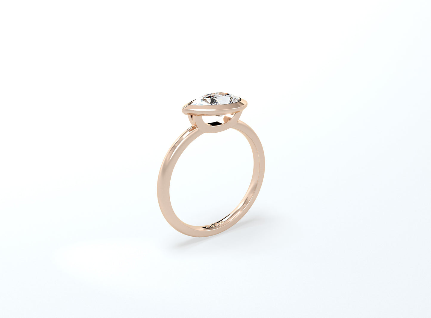 Pear Bezel Ring - Rose Gold - Bodega