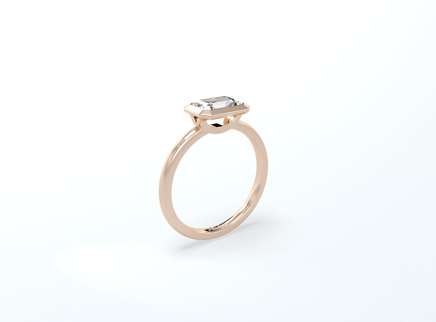 Radiant Cut Bezel Ring - Rose Gold - Bodega