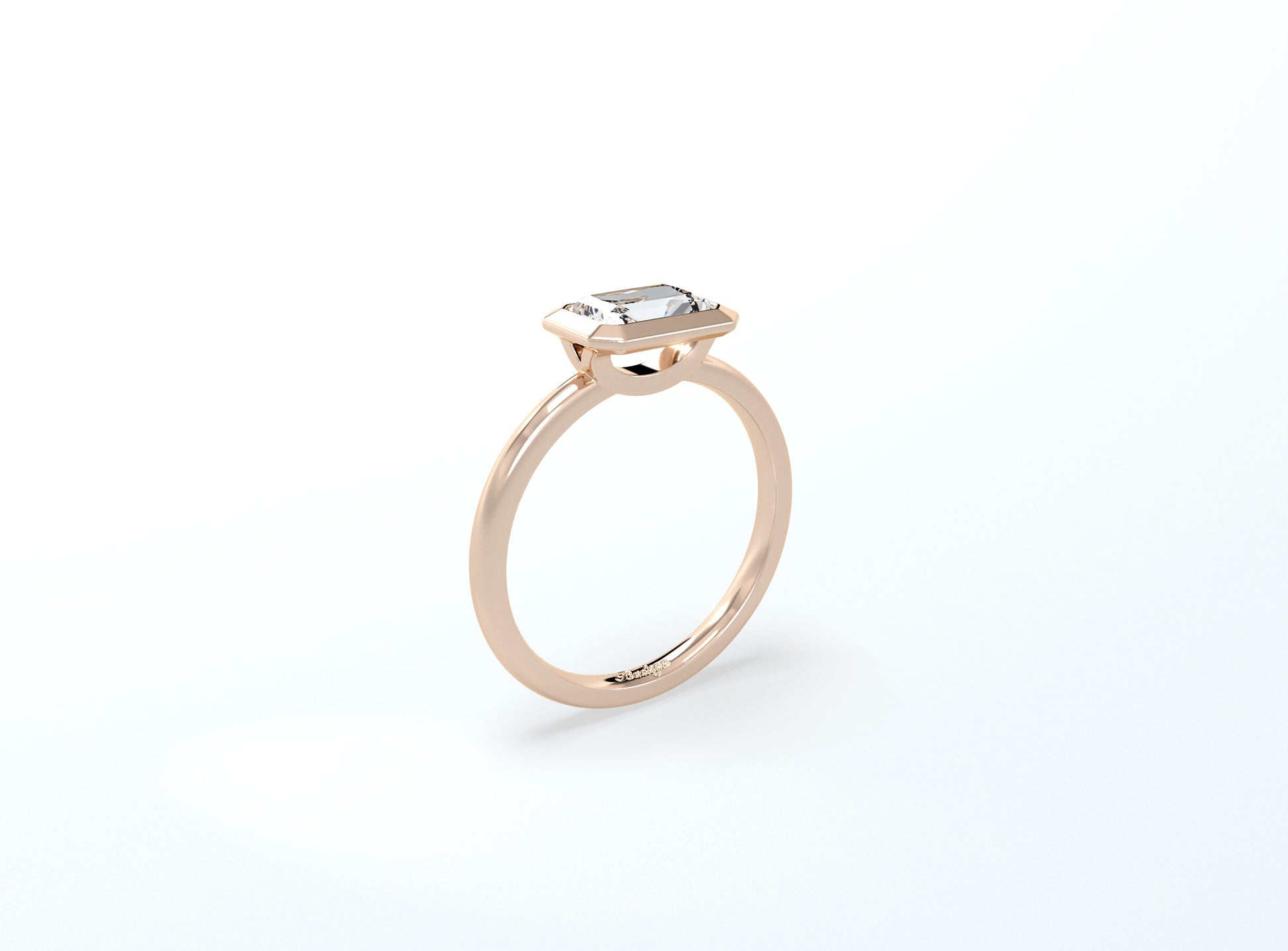 Radiant Cut Bezel Ring - Rose Gold - Bodega