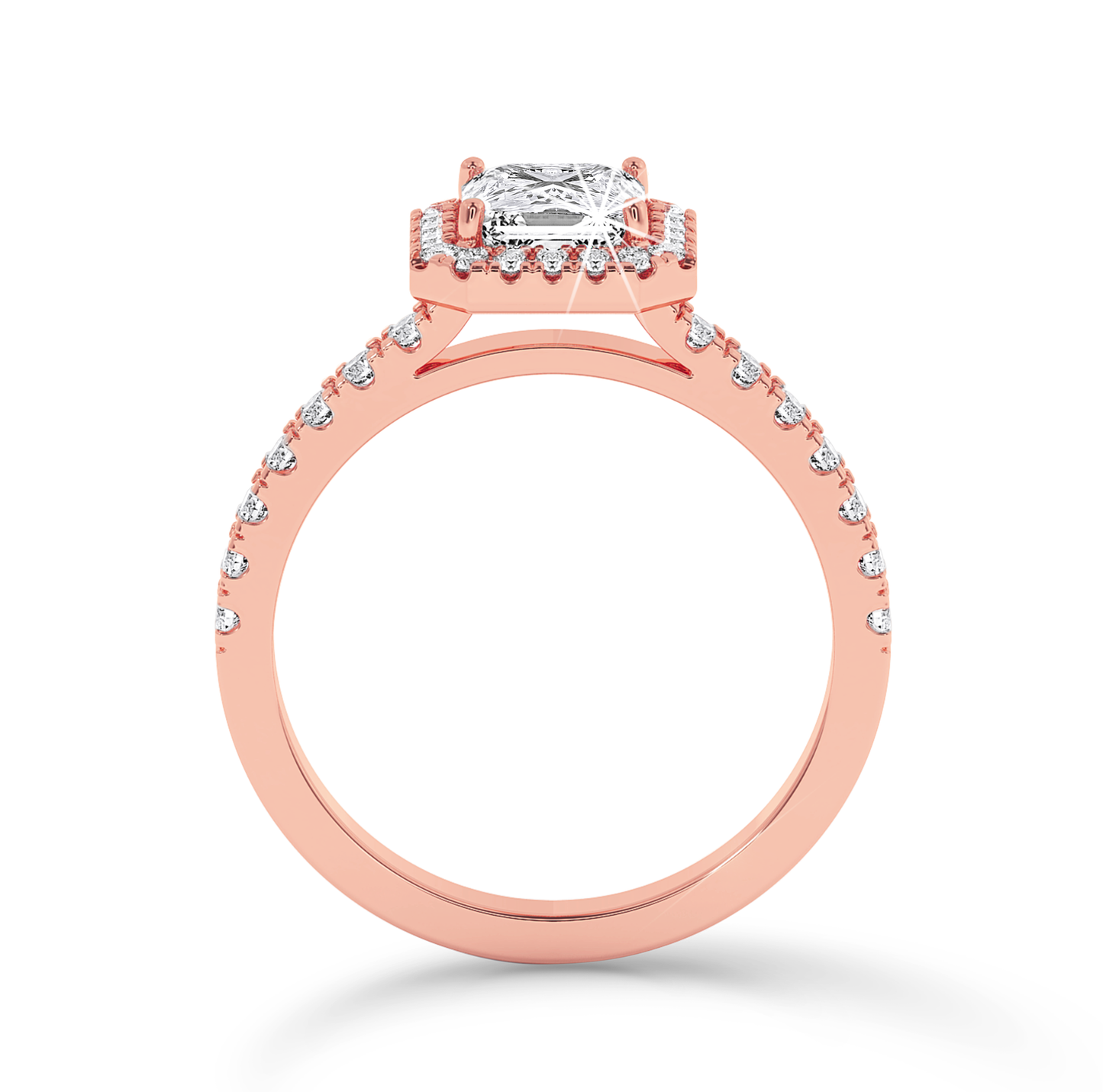 Asscher Cut Halo Ring #2 - Rose Gold - Bodega