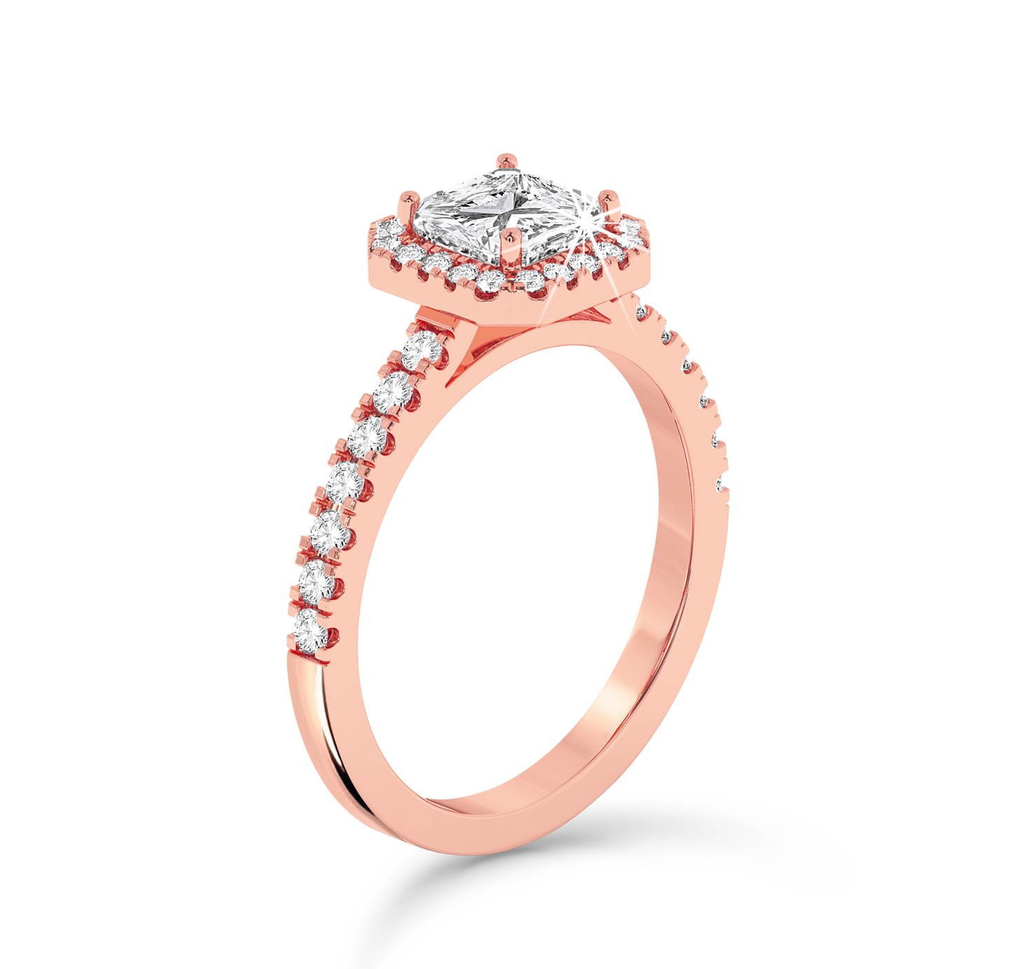 Asscher Cut Halo Ring #2 - Rose Gold - Bodega