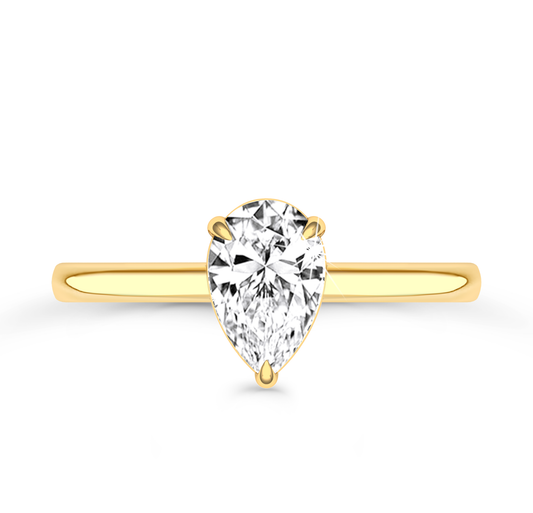 Pear Cut Solitaire Ring in flush setting - Yellow Gold - Bodega