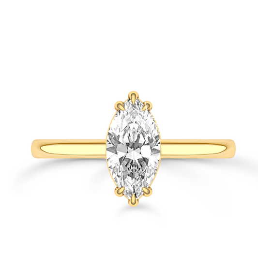 Marquise Cut Solitaire Ring in flush setting - Yellow Gold - Bodega