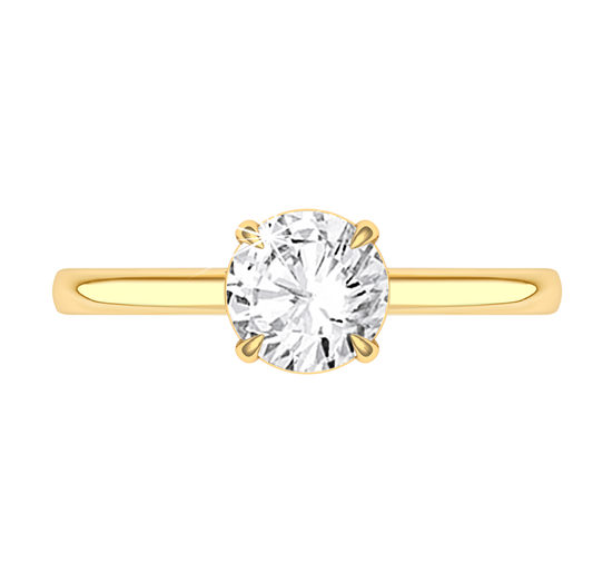 Round Brilliant Cut Solitaire Ring in flush setting - Yellow Gold - Bodega