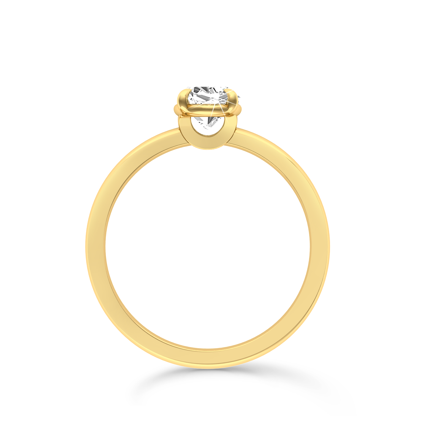 Oval Solitaire Ring in flush setting - Yellow Gold - Bodega