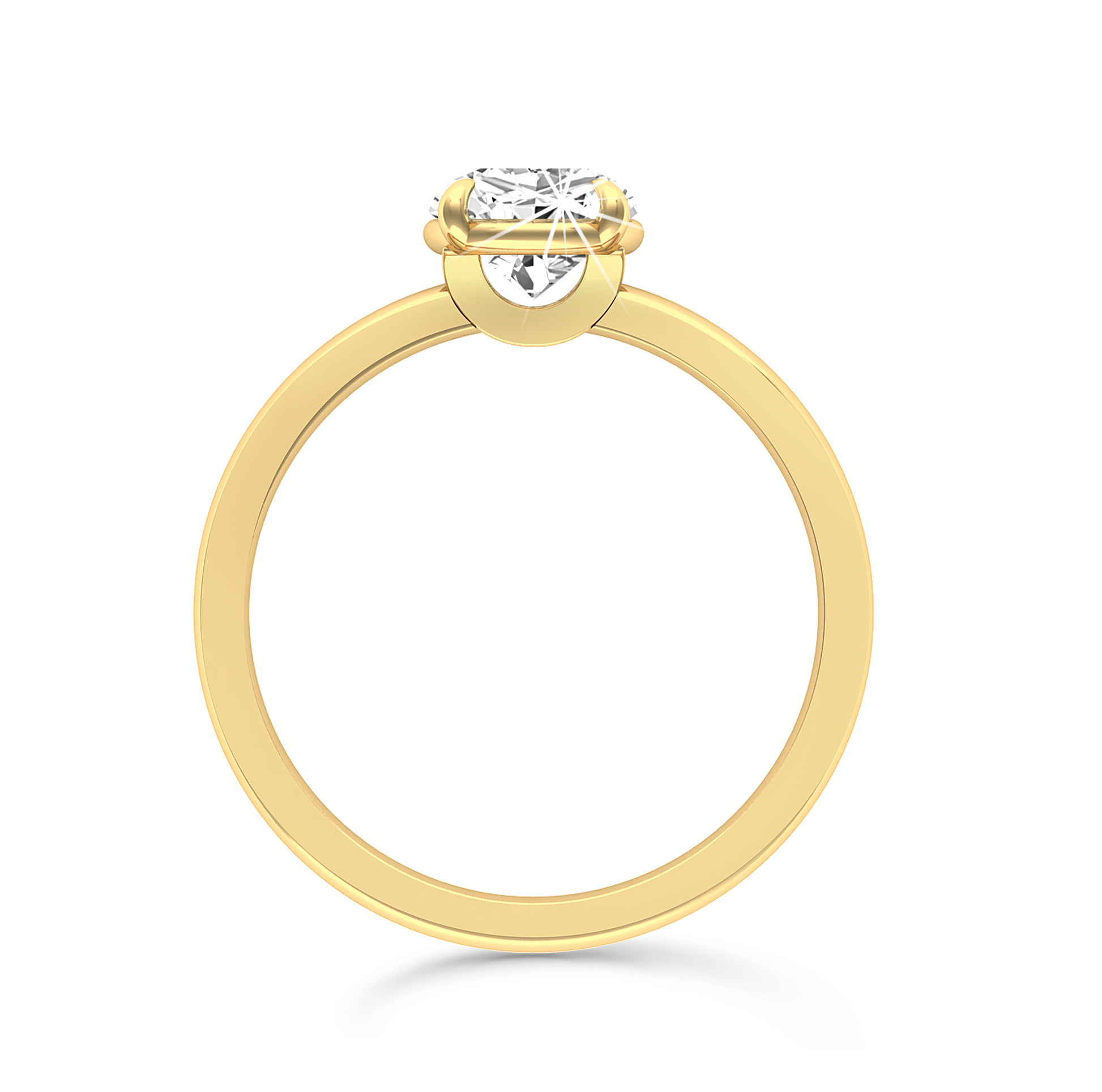 Round Brilliant Cut Solitaire Ring in flush setting - Yellow Gold - Bodega