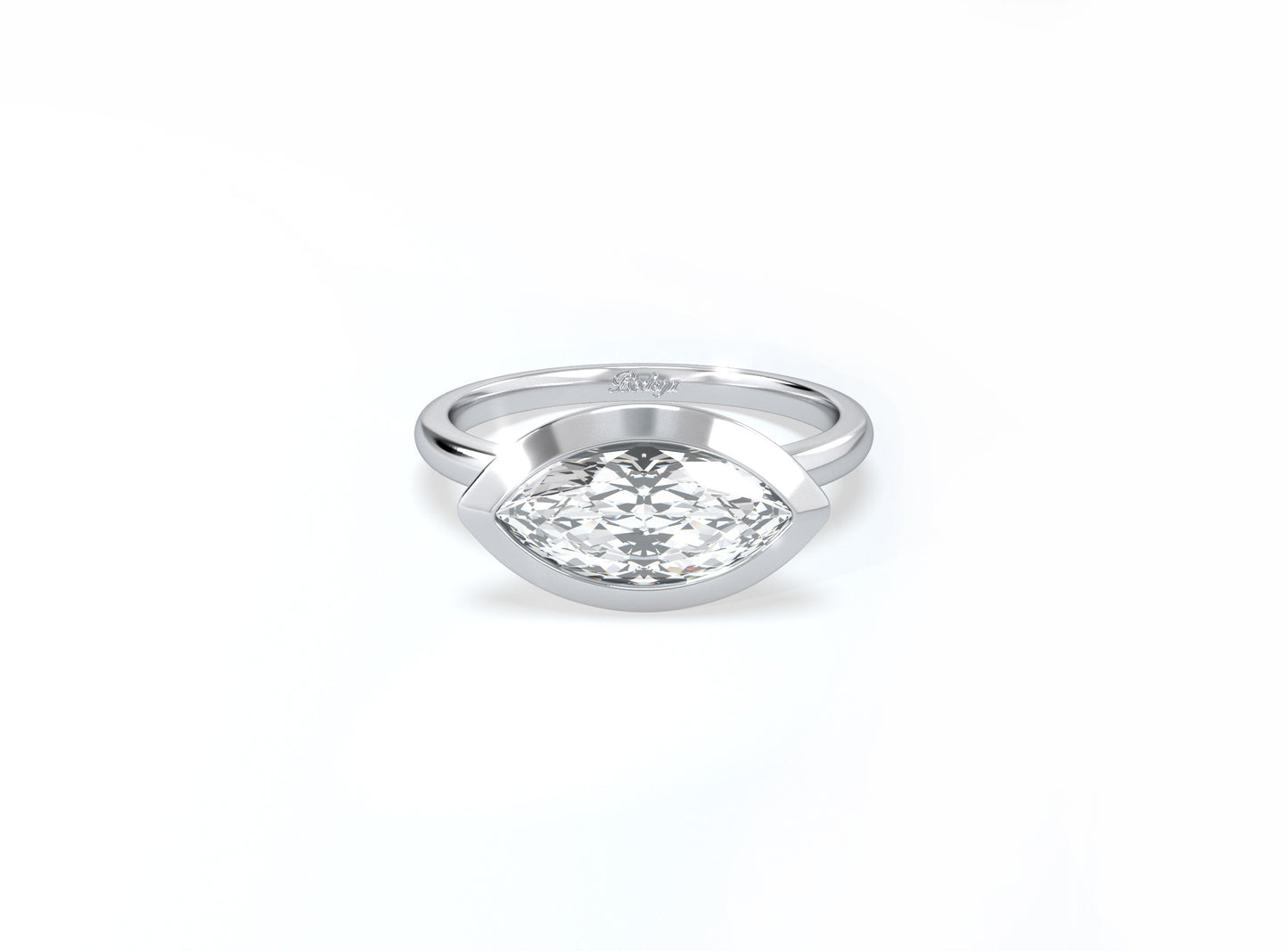 Bezel Set Marquise Diamond Ring - Platinum - Bodega