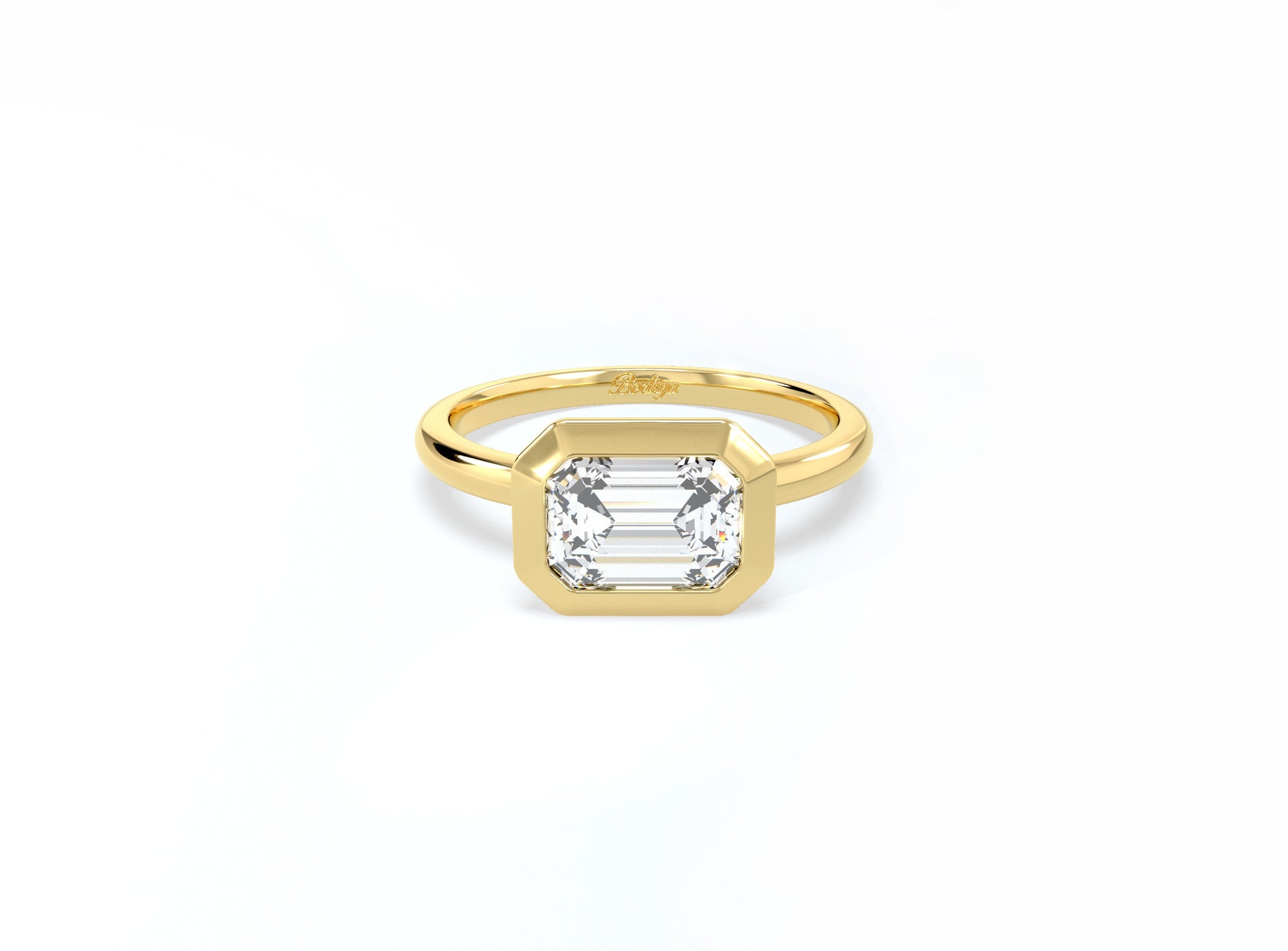 #2 Bezel Set Emerald Cut Diamond Ring - Yellow Gold - Bodega