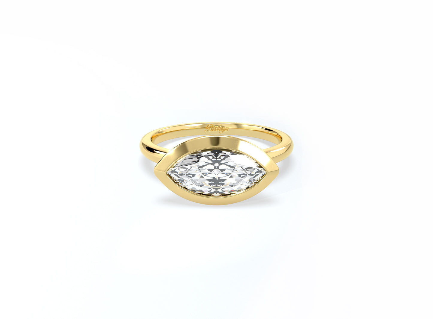 Bezel Set Marquise Diamond Ring - Yellow Gold - Bodega