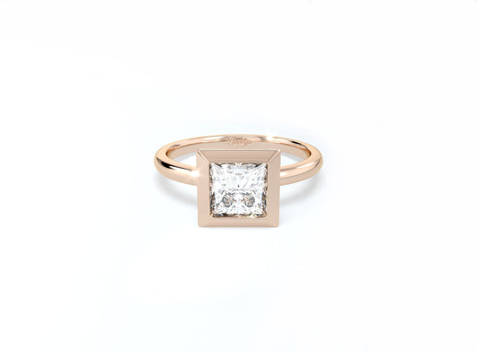 Princess Cut Bezel Ring - Rose Gold - Bodega