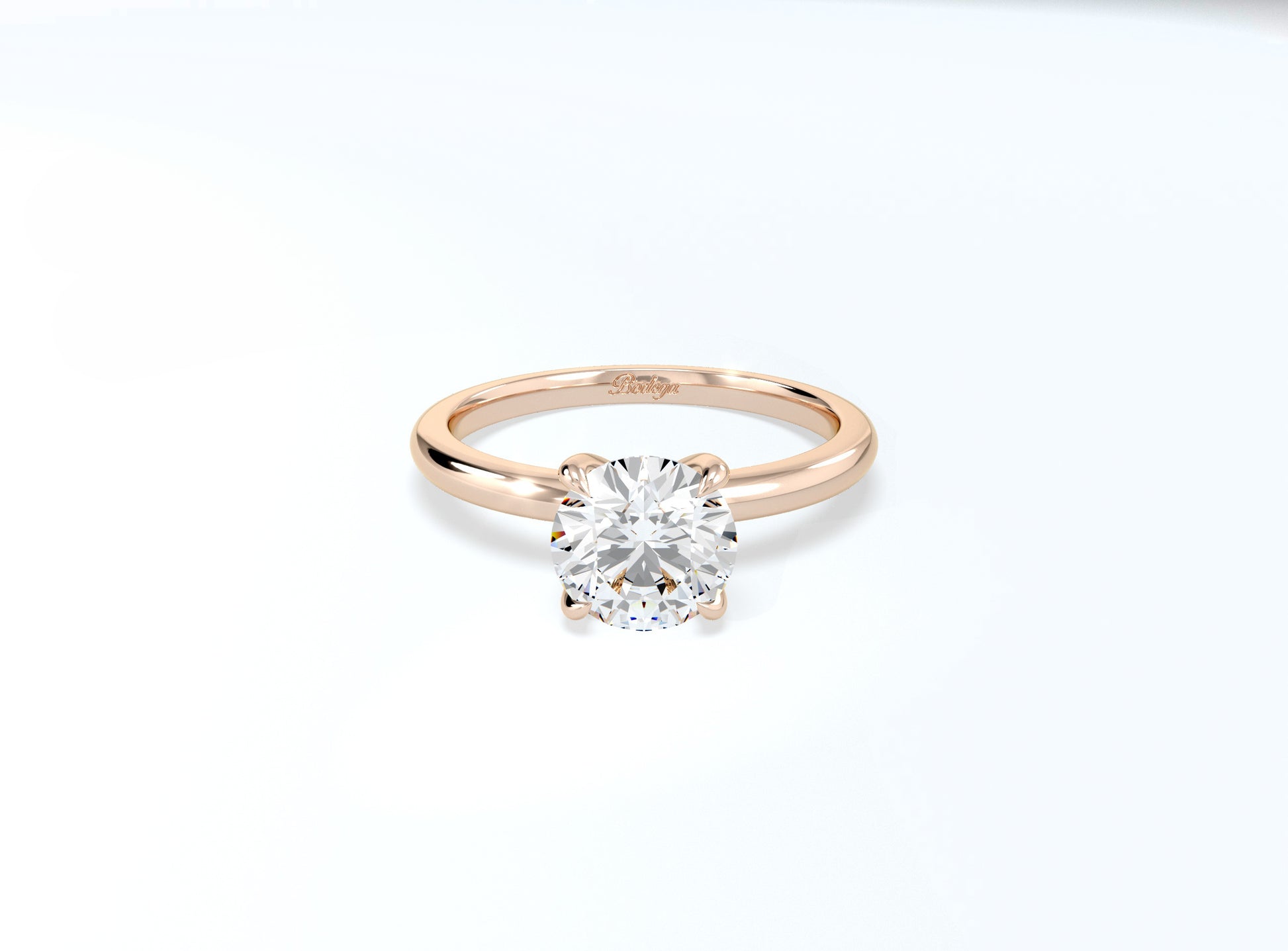 4 Claw Round Brilliant Solitaire Ring - Rose Gold - Bodega