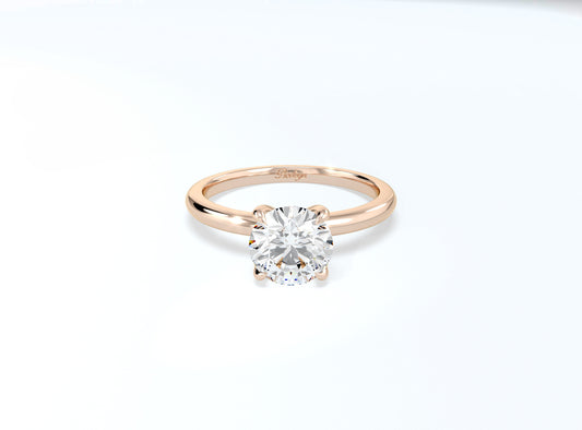 4 Claw Round Brilliant Solitaire Ring - Rose Gold - Bodega