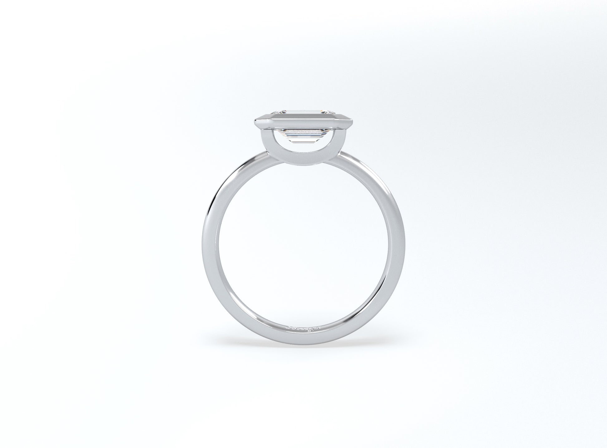 #2 Bezel Set Emerald Cut Diamond Ring - Platinum - Bodega