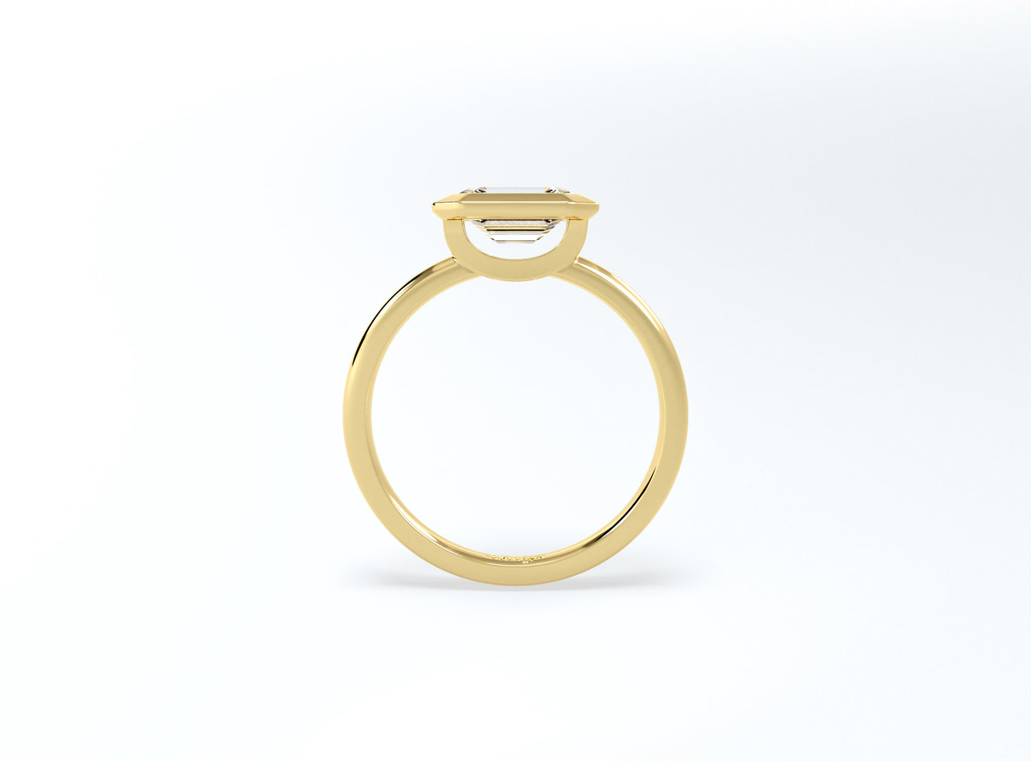 #2 Bezel Set Emerald Cut Diamond Ring - Yellow Gold - Bodega
