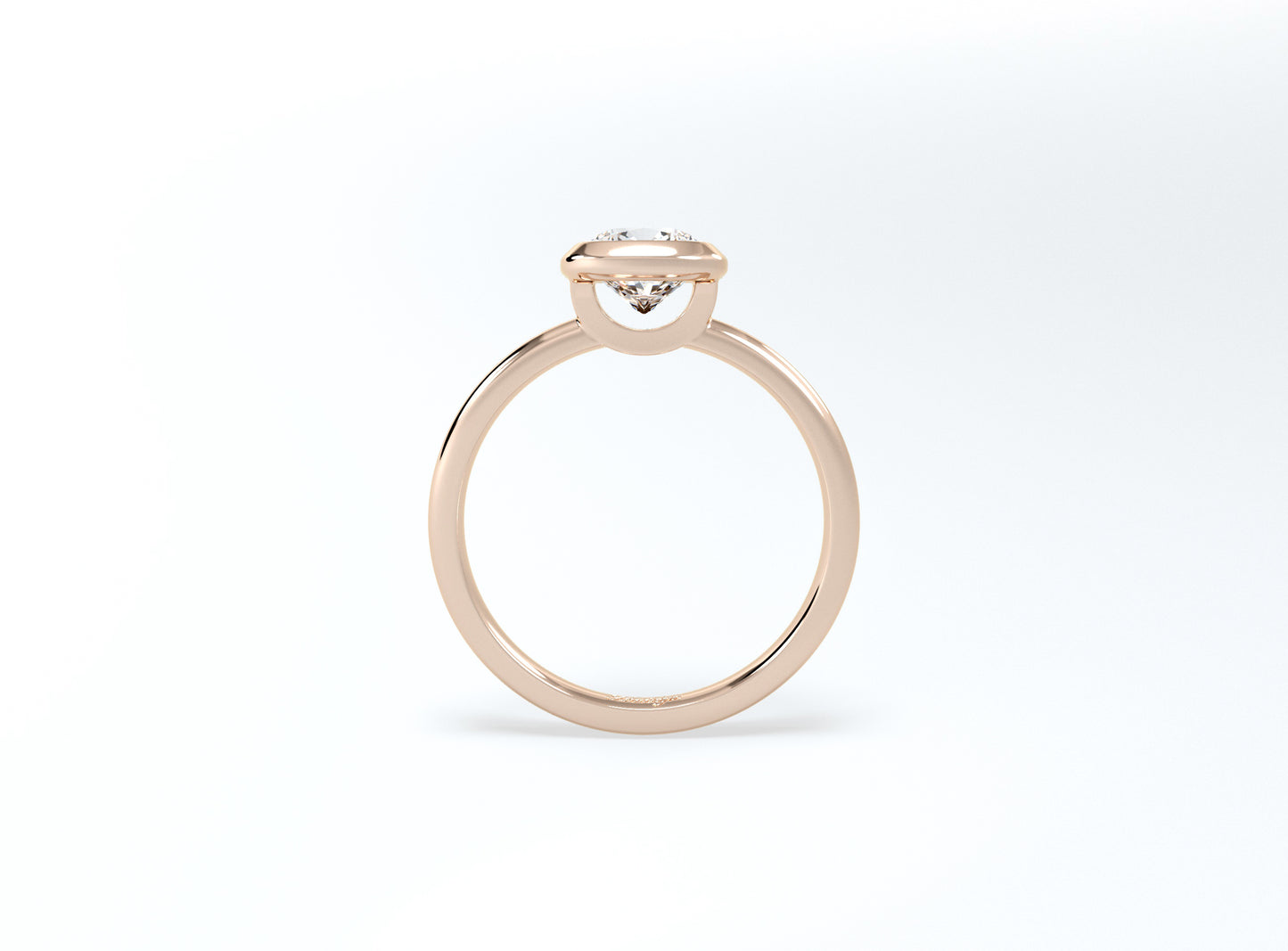 Bezel Set Cushion Cut Diamond Ring - Rose Gold - Bodega