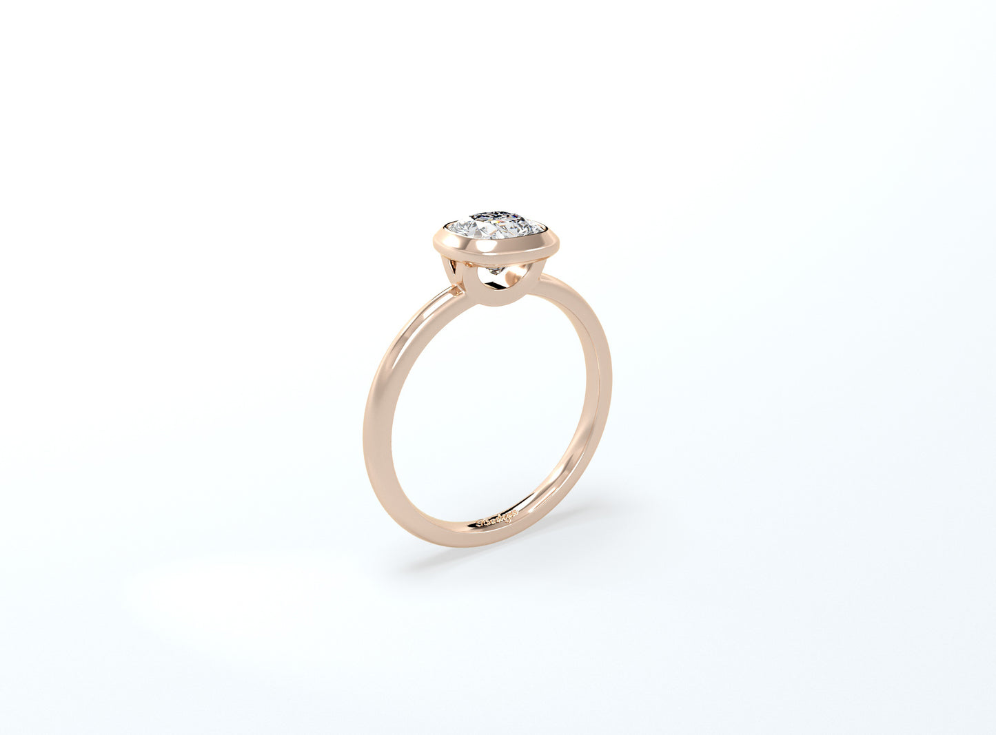 Bezel Set Cushion Cut Diamond Ring - Rose Gold - Bodega