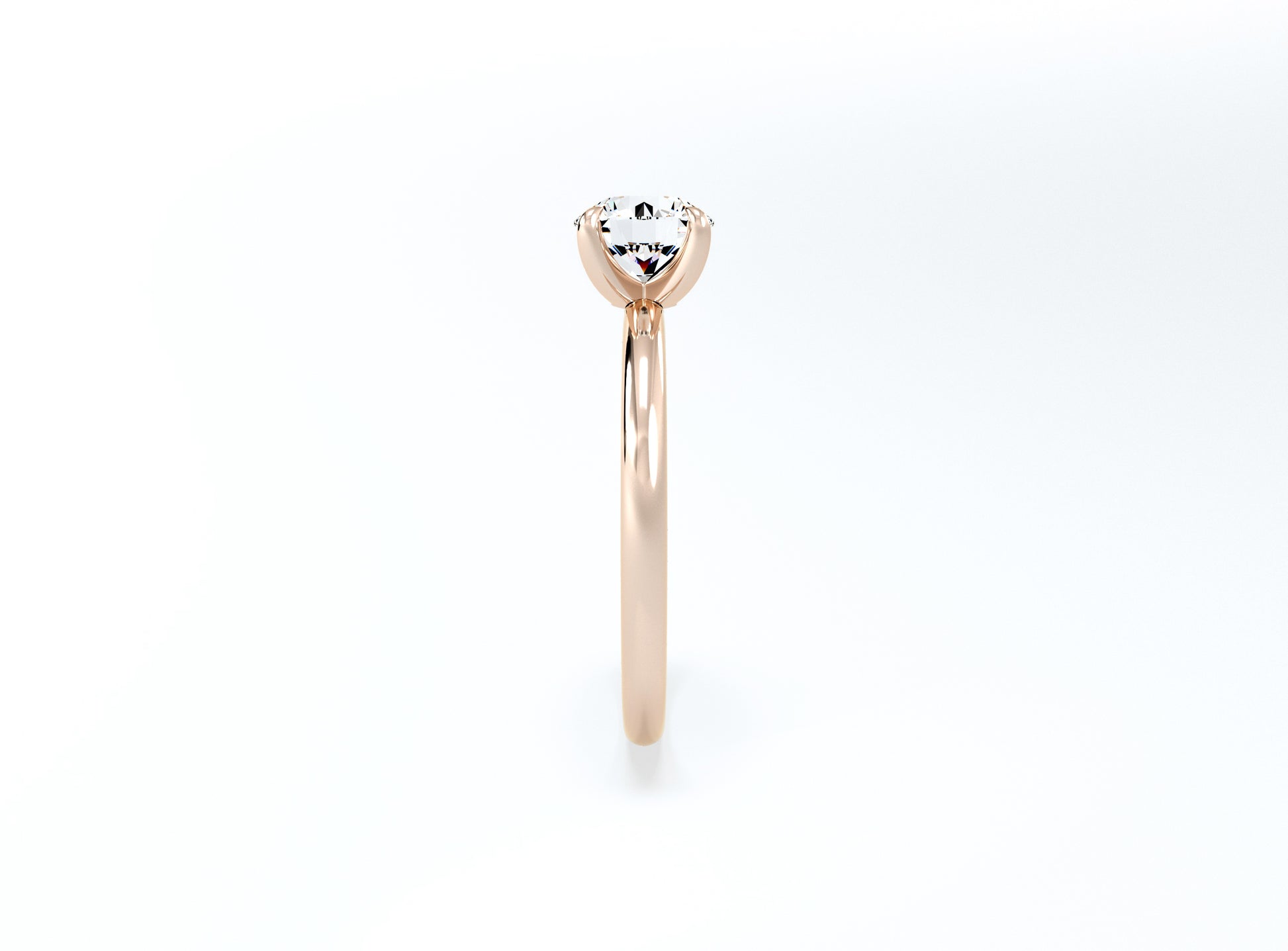 4 Claw Round Brilliant Solitaire Ring - Rose Gold - Bodega