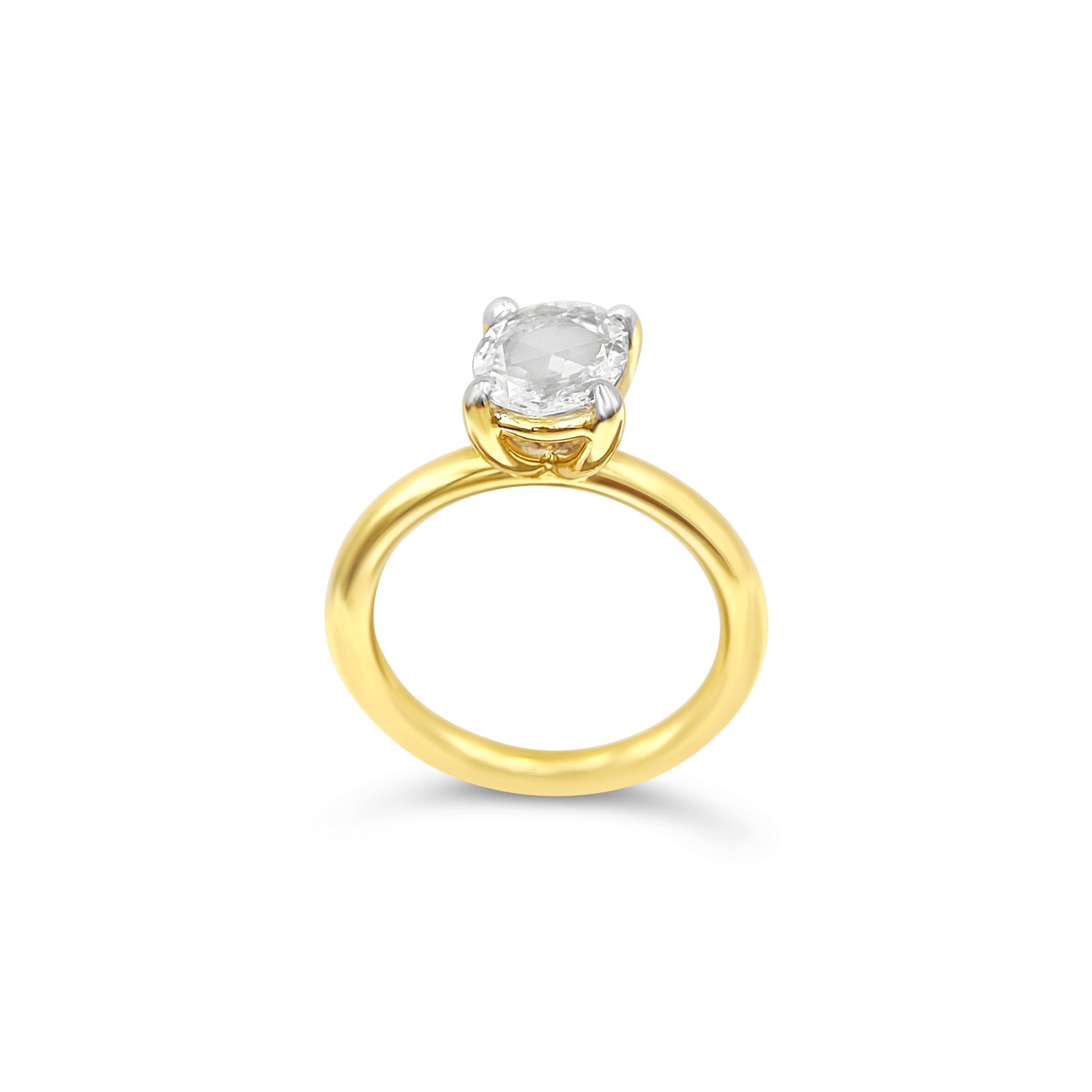 Oval Cut Solitaire Ring with accent prongs- Yellow Gold - Bodega