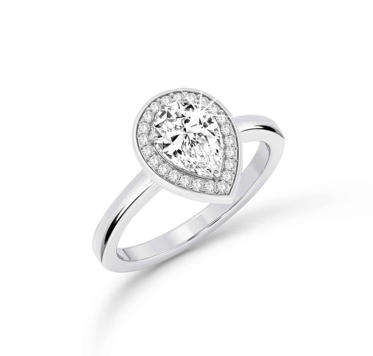 Pear Diamond Ring with halo - Platinum - Bodega
