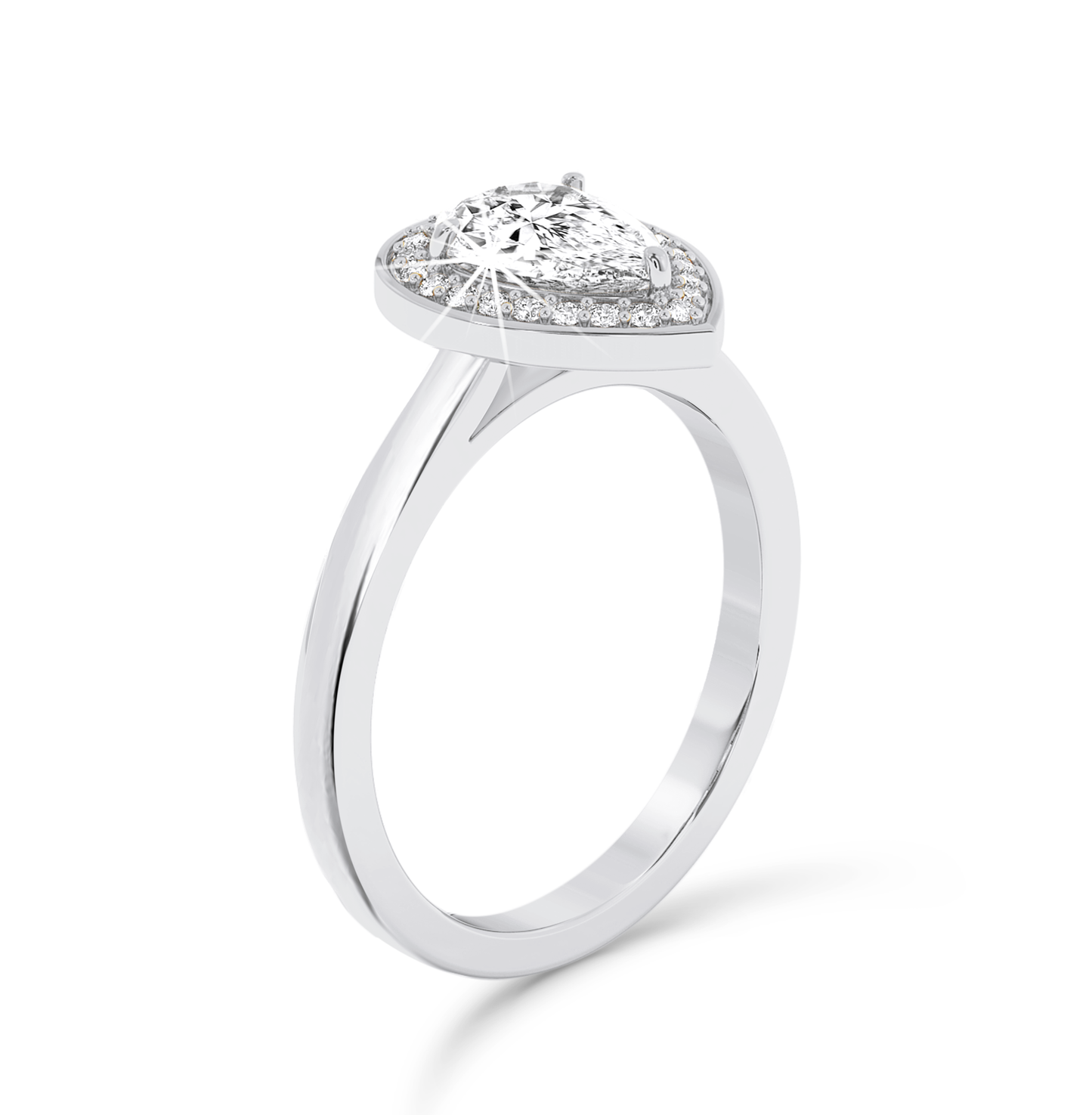 Pear Diamond Ring with halo - Platinum - Bodega
