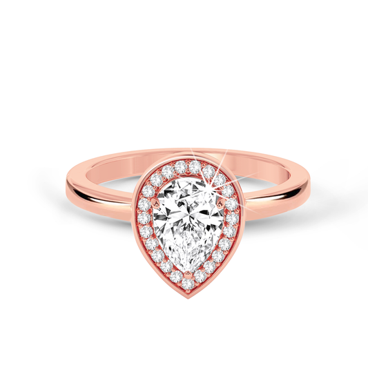 Pear Diamond Ring with halo - Rose Gold - Bodega