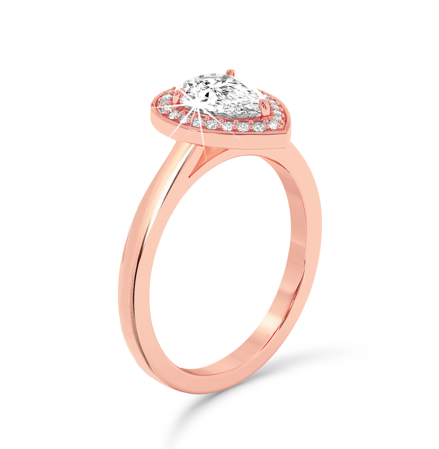 Pear Diamond Ring with halo - Rose Gold - Bodega
