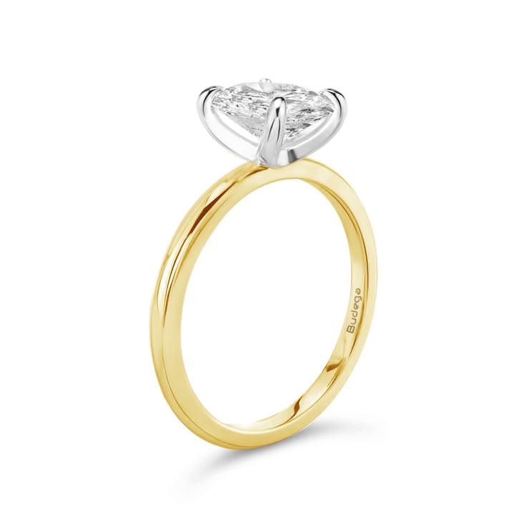 Oval Solitaire Ring - Two tone Gold - Bodega