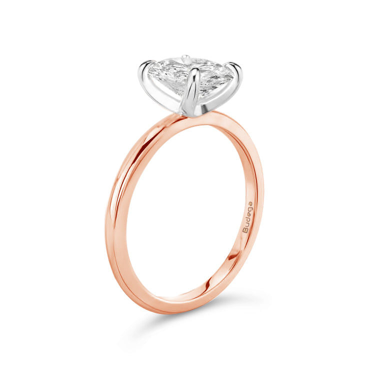 Oval Solitaire Ring - Two tone Rose Gold - Bodega