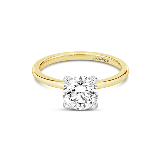2 Tone 4 Claw Round Brilliant Solitaire Ring - Yellow Gold - Bodega
