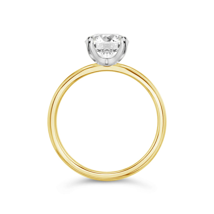 2 Tone 4 Claw Round Brilliant Solitaire Ring - Yellow Gold - Bodega
