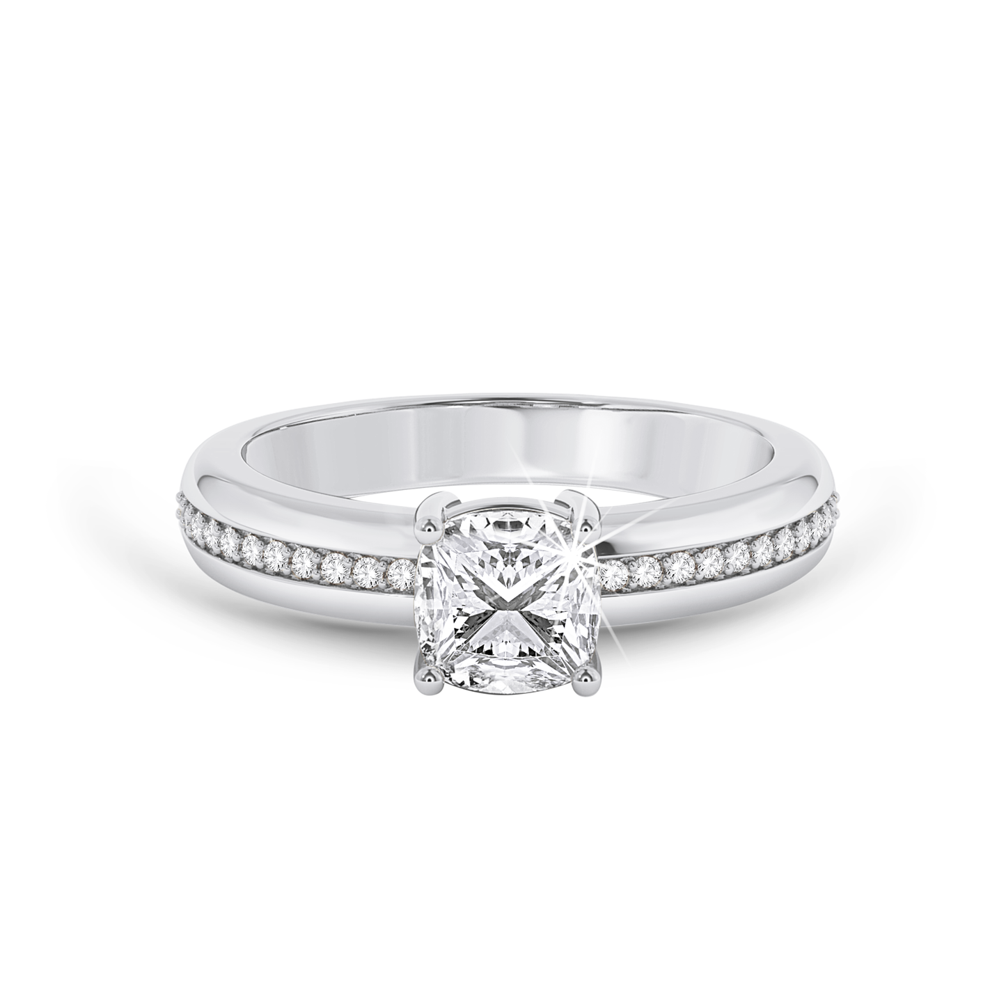 Cushion Cut channel set ring - Platinum - Bodega