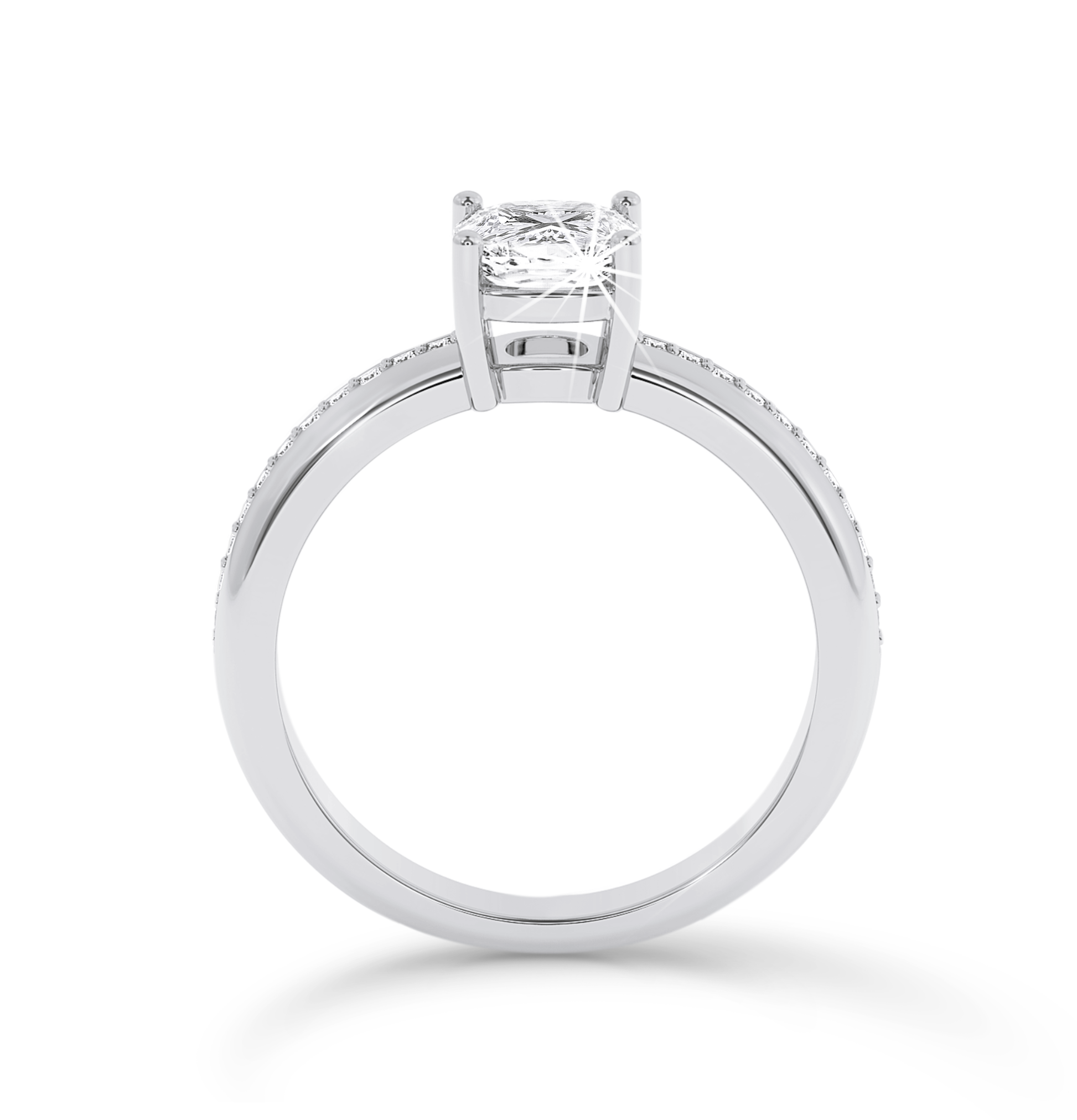 Cushion Cut channel set ring - Platinum - Bodega