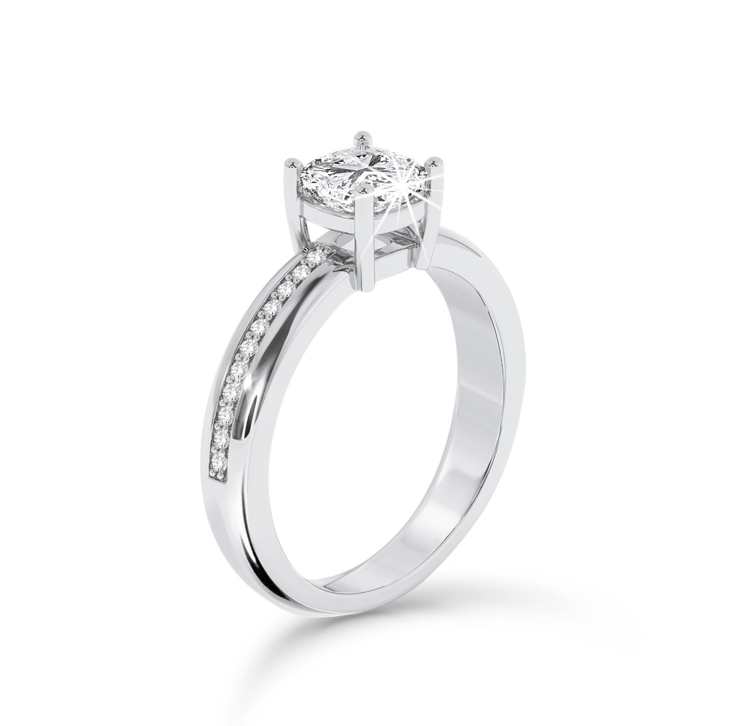 Cushion Cut channel set ring - Platinum - Bodega