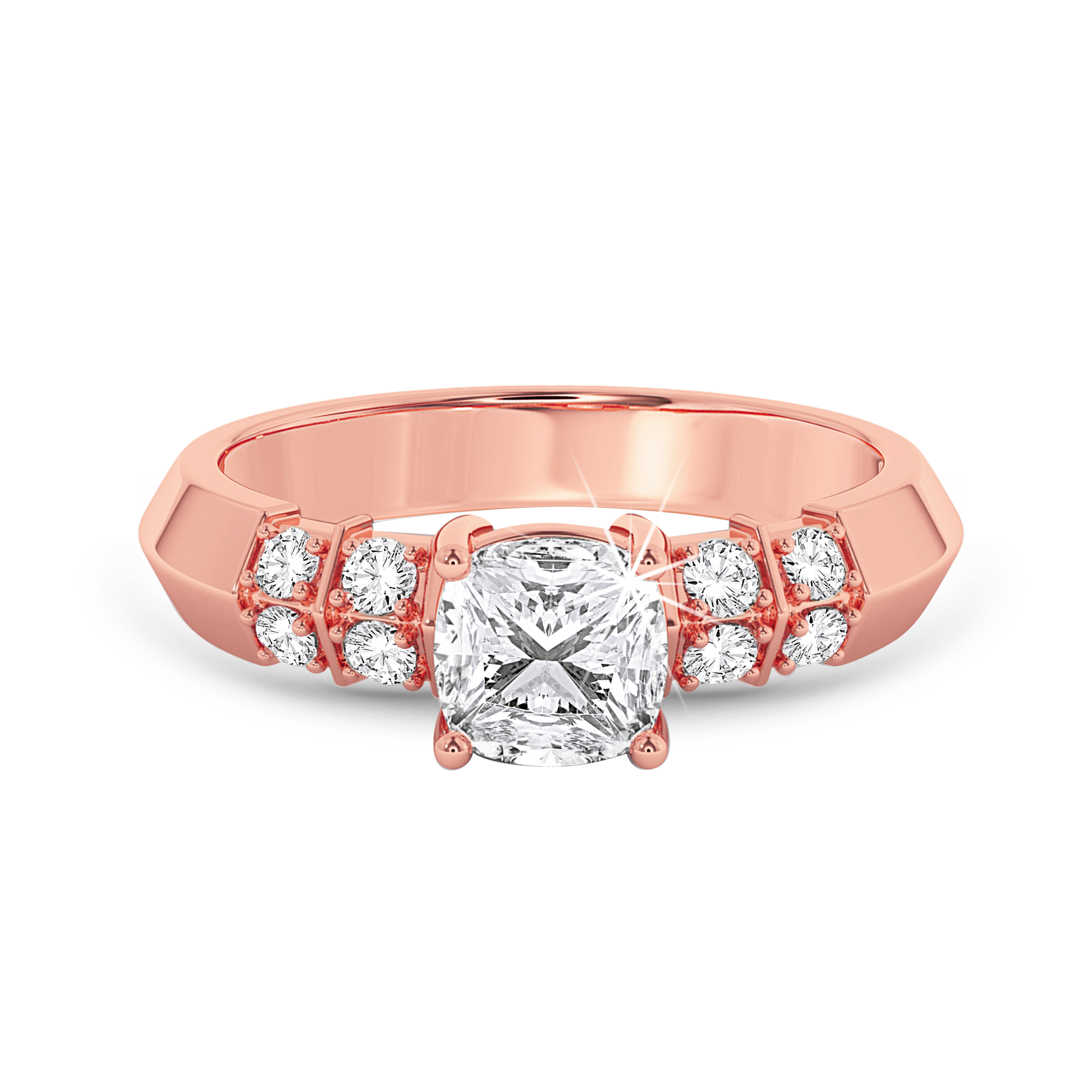 Cushion Cut knife edge ring - Rose Gold - Bodega