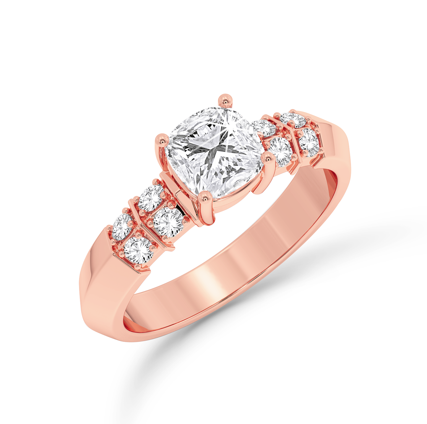 Cushion Cut knife edge ring - Rose Gold - Bodega