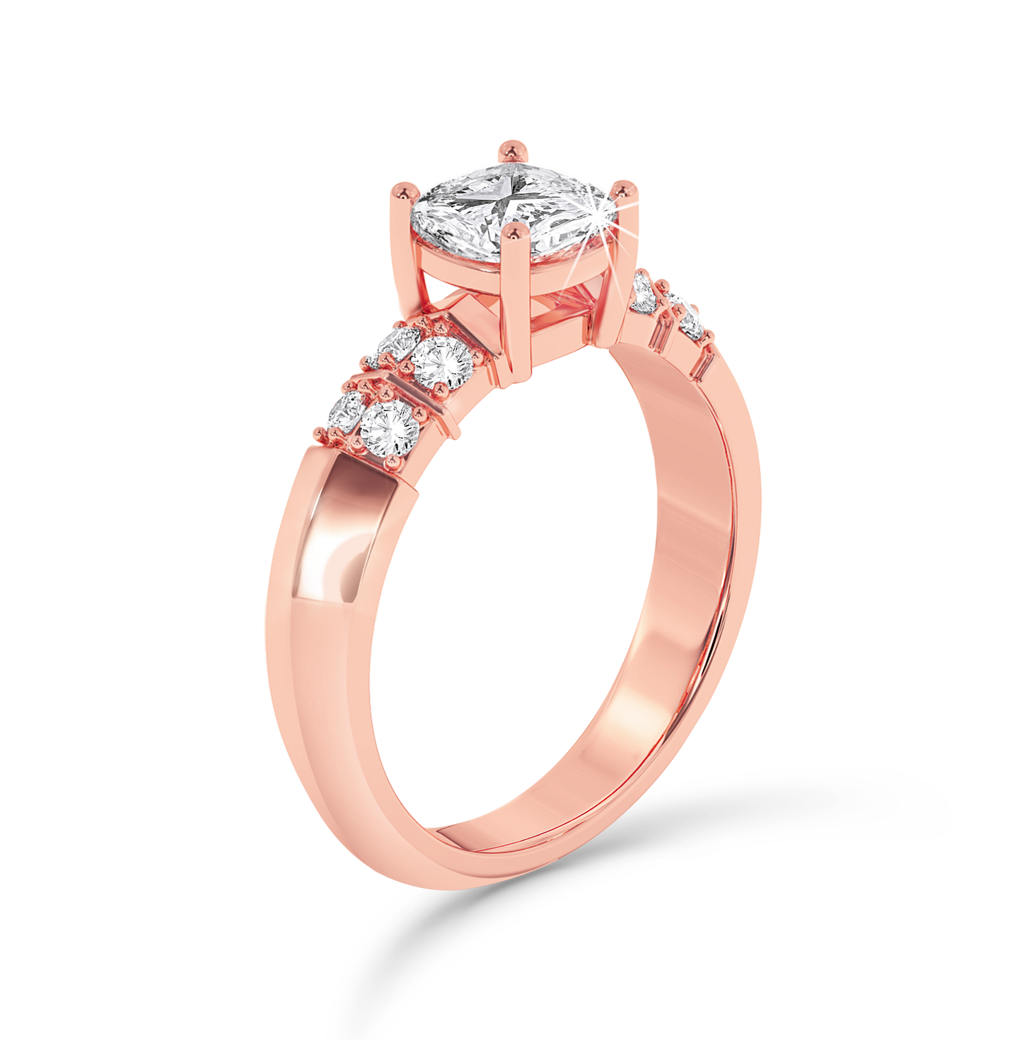 Cushion Cut knife edge ring - Rose Gold - Bodega