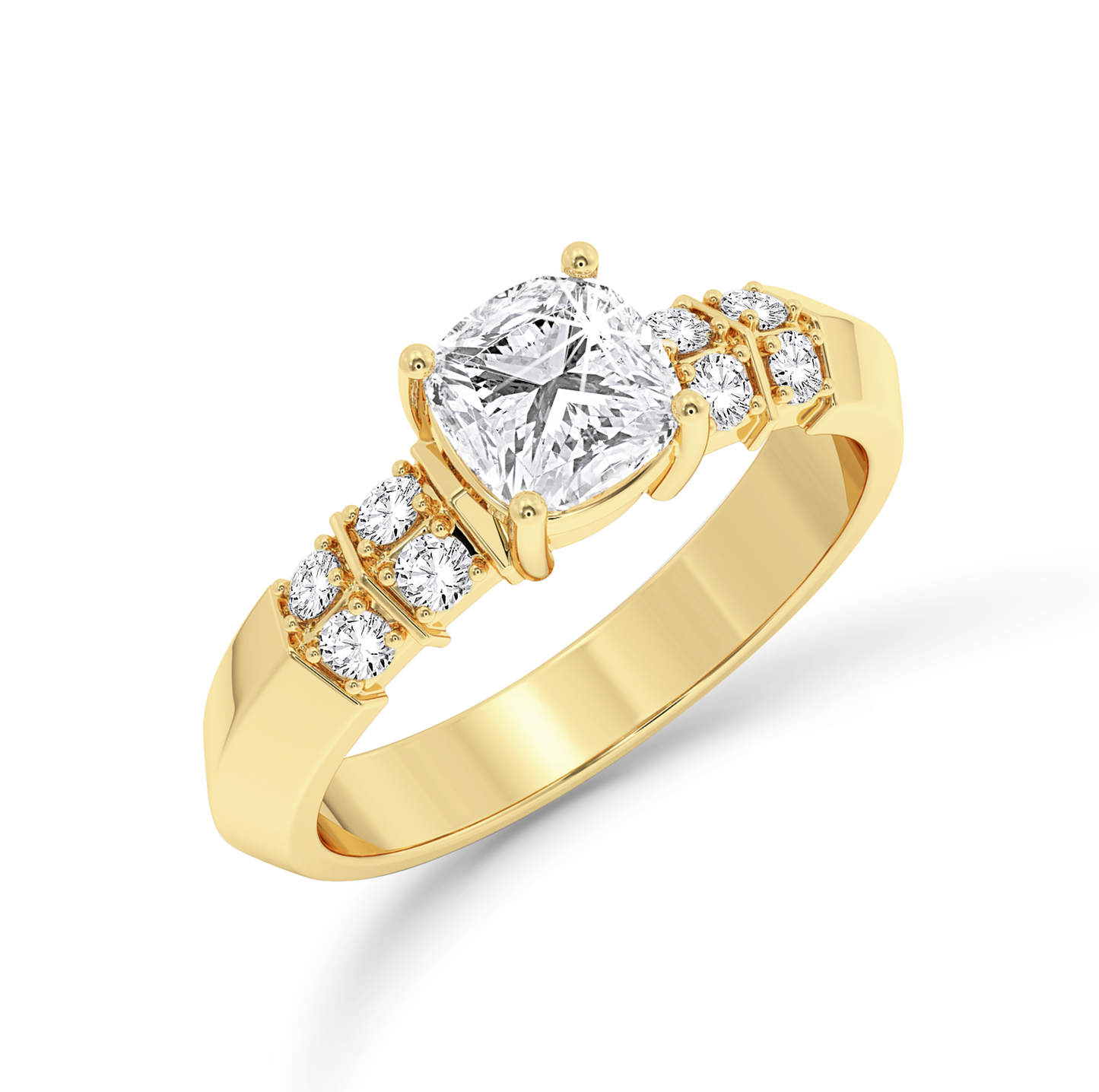 Cushion Cut knife edge ring - Yellow Gold - Bodega