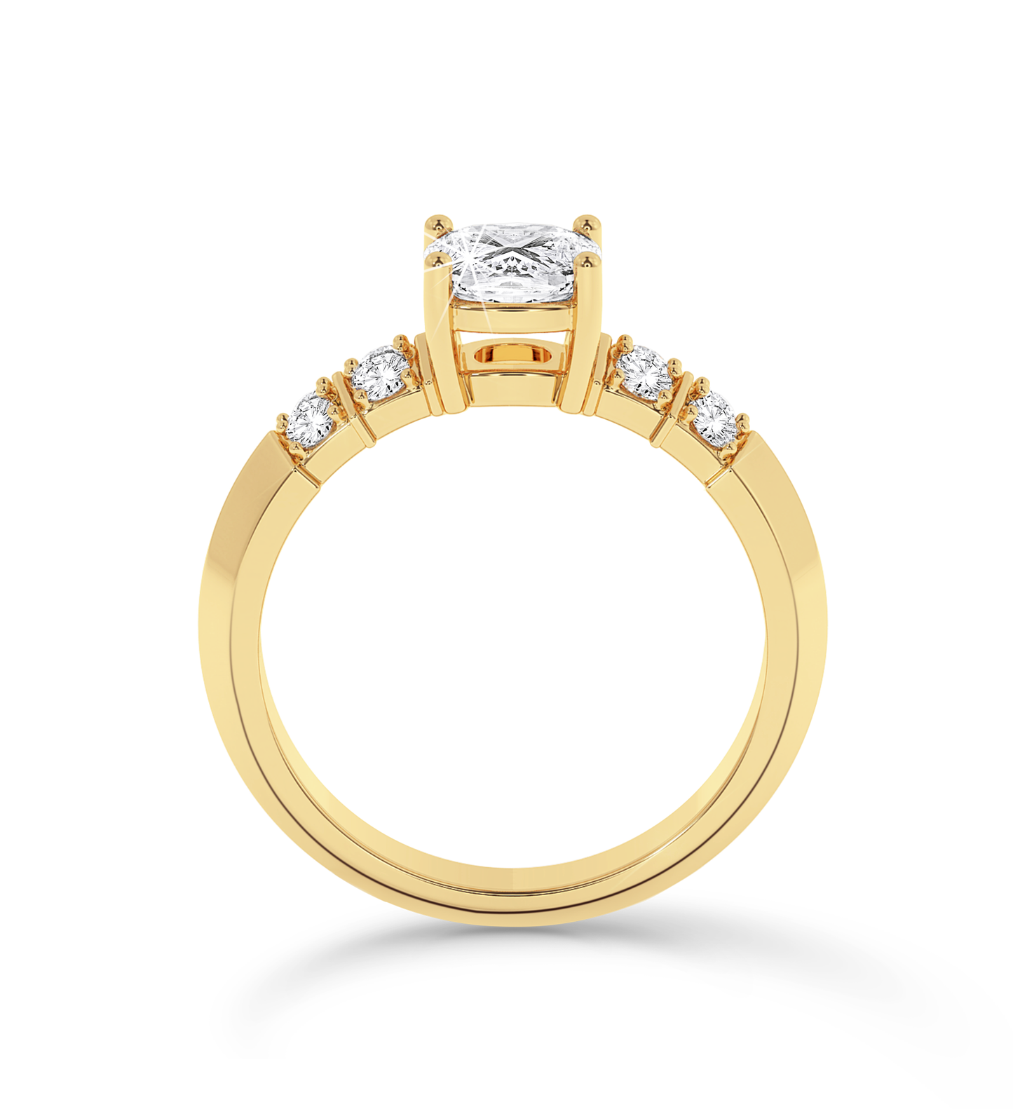 Cushion Cut knife edge ring - Yellow Gold - Bodega