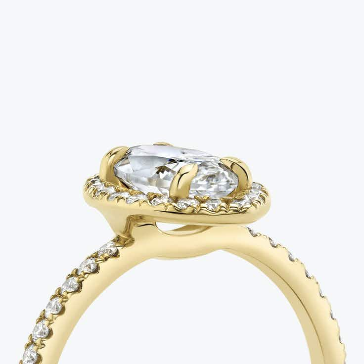 Halo Marquise Solitaire Ring - Yellow Gold - Bodega