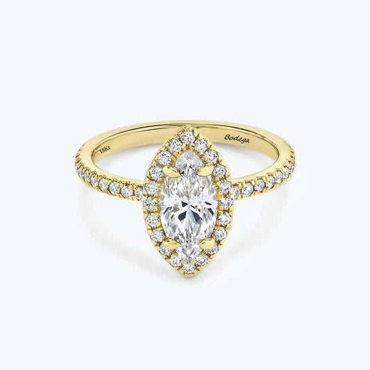 Halo Marquise Solitaire Ring - Yellow Gold - Bodega