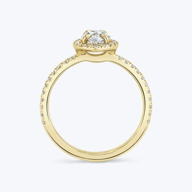 Halo Marquise Solitaire Ring - Yellow Gold - Bodega