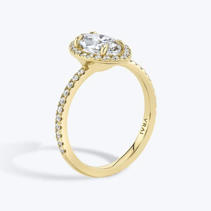 Halo Marquise Solitaire Ring - Yellow Gold - Bodega